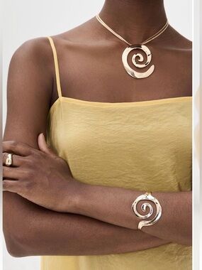 ETTIKA Aura Swirl Gold Spiral Open Cuff Bracelet -